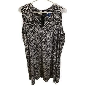 Blueginger Midi Tank Dress L Womens Black White Geometric Print Back Zip
